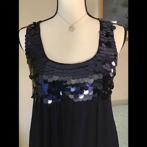 XXI dark blue shiny dress with lining. M